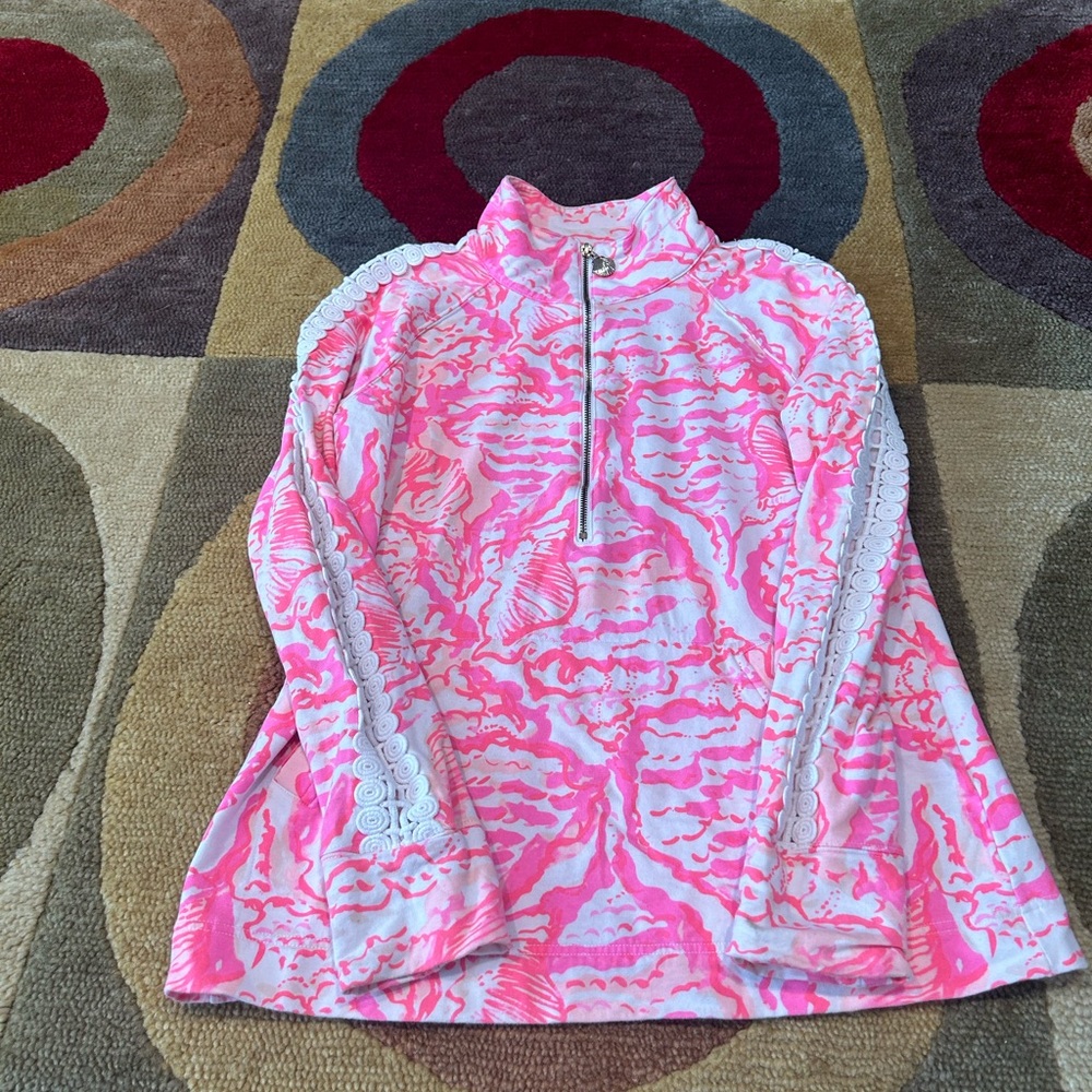 Lilly Pulitzer Pink and White Sweatshirt popover